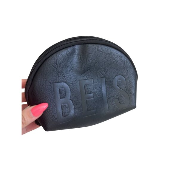 BEIS Black Logo Small Cosmetic Travel Zip Bag - Picture 3 of 7